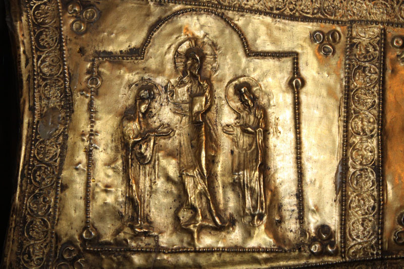 Gold leaf icon from Svaneti, Georgian highland region, seen on cultural tours organized by John Graham Tours.