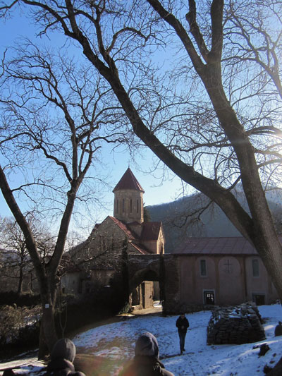 Entering Betania monastery, Georgia, with John Graham Tours