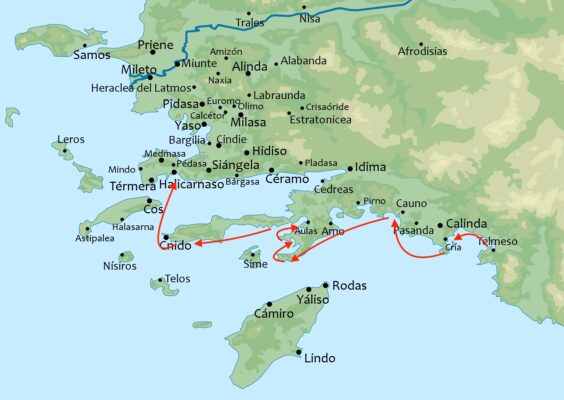 Map of the Carian coastline, John Graham Tours
