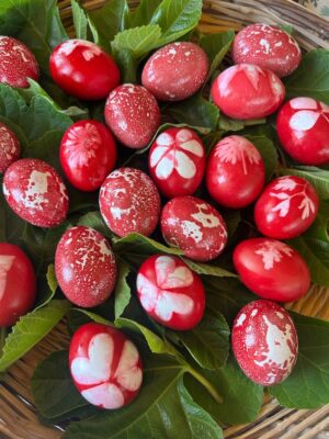 egg dying, Easter on Lesbos